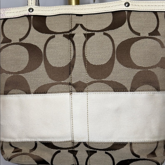 Coach Tan and White Signature Tote - Picture 13 of 14